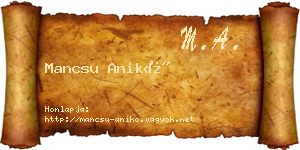 Mancsu Anikó névjegykártya